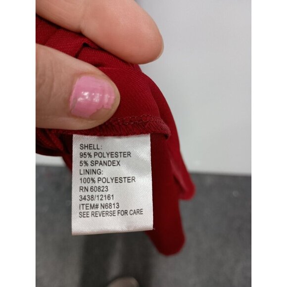 NorthStyle Womens A-Line Dress Size 18 Red Stretch Surplice Midi Short Sleeve - Picture 4 of 7